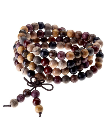 Pulsera Mala Budista Top Plaza 108 Cuentas Madera Natural Pulsera Mala Budista Top Plaza 108 Cuentas Madera Natural