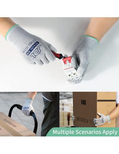 Guantes de Trabajo ESD JDL Medianos, 6 Pares Anti-Estáticos
