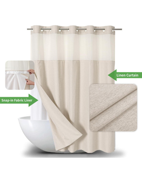 Cortina de Ducha Texturizada Crema Cadaope 71x74cm Impermeable Cortina de Ducha Texturizada Crema Cadaope 71x74cm Impermeable