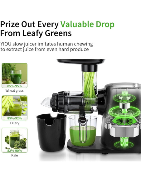 Exprimidor Lento YIOU SJ-Negro 0.6L BPA Libre Silencioso Exprimidor Lento YIOU SJ-Negro 0.6L BPA Libre Silencioso