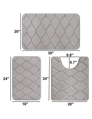 Juego de 3 Alfombrillas de Baño Colorxy - Antideslizantes y Lavables