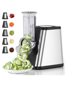 Rallador de Queso Eléctrico AERVOCE 5 en 1 con Contenedor