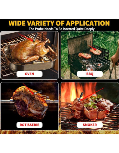 Termómetro de Carne Inalámbrico HIGSEEU 500FT Digital Bluetooth