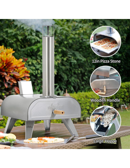 Horno de Pizza Big Horn Outdoors 12" Acero Inoxidable Portátil Horno de Pizza Big Horn Outdoors 12" Acero Inoxidable Portátil