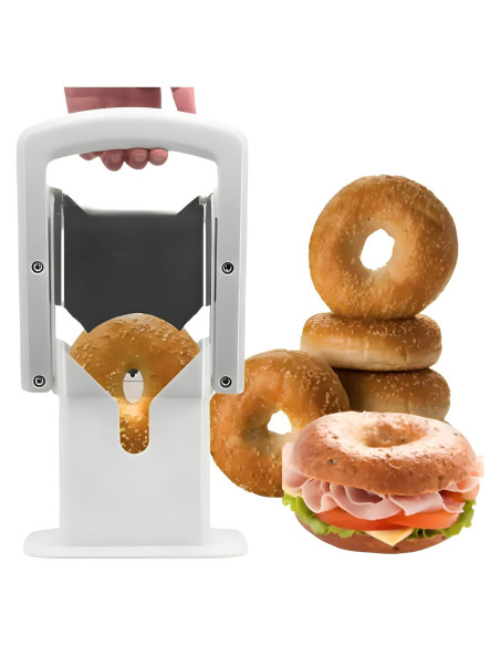 Cortador de Bagels Guillotina EverDwell Acero Inoxidable Blanco Cortador de Bagels Guillotina EverDwell Acero Inoxidable Blanco