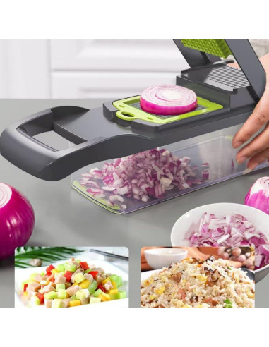 Picador de Verduras Multifuncional SHUTKMVCW QC1 - 14 en 1 con 8 Cuchillas