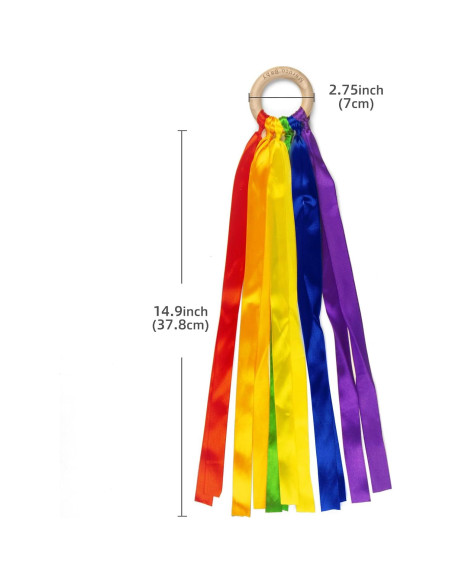 Cintas de Baile Arcoíris MEROCO con Anillo de Madera 38 cm Cintas de Baile Arcoíris MEROCO con Anillo de Madera 38 cm