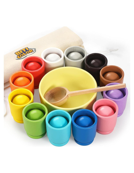Juguete de Clasificación de Colores Montessori Biticolor 12 Pelotas 40mm Juguete de Clasificación de Colores Montessori Biticolor 12 Pelotas 40mm