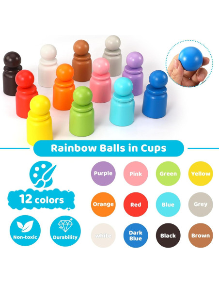 Juguete de Clasificación de Colores Montessori Biticolor 12 Pelotas 40mm Juguete de Clasificación de Colores Montessori Biticolor 12 Pelotas 40mm