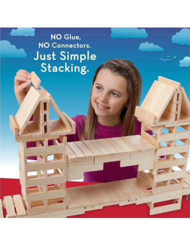 MindWare KEVA 400 Bloques de Madera para Construcción - Incluye Bolsa y Libro