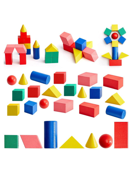 Bloques Geométricos de Madera Deekin 70 Piezas 3D para Niños Bloques Geométricos de Madera Deekin 70 Piezas 3D para Niños