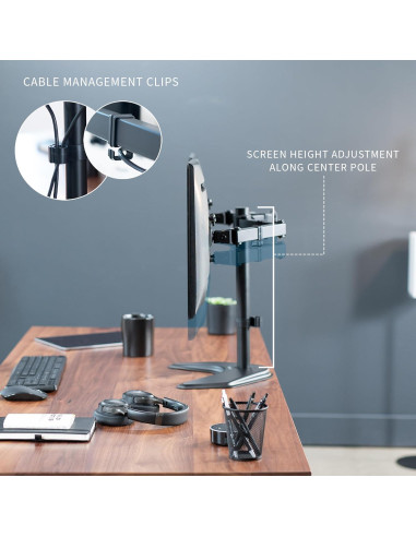 Soporte Doble VIVO STAND-V002F para 2 Monitores 27"
