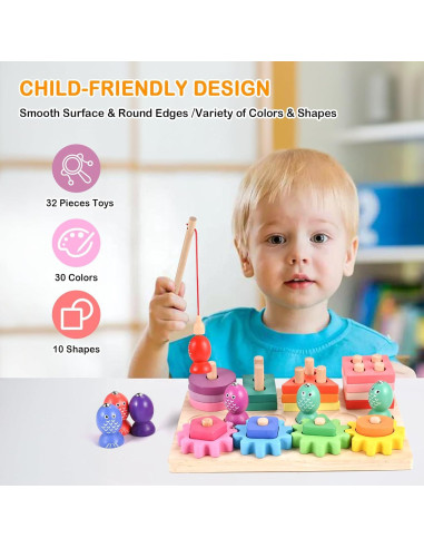 Juguetes Montessori de Madera Wooderma 3 en 1 para Niños