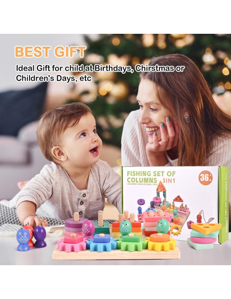 Juguetes Montessori de Madera Wooderma 3 en 1 para Niños Juguetes Montessori de Madera Wooderma 3 en 1 para Niños