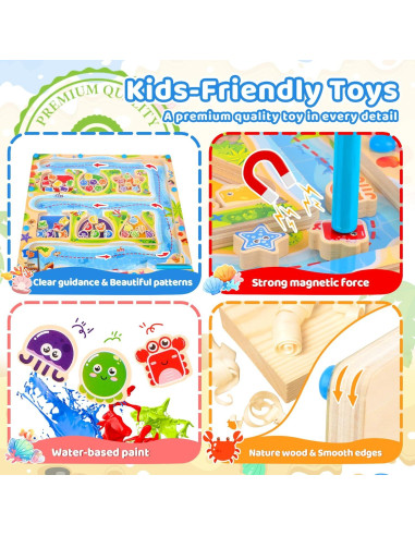 Laberinto Magnético Montessori FCSONU 29x29cm para Niños 3-5 Años