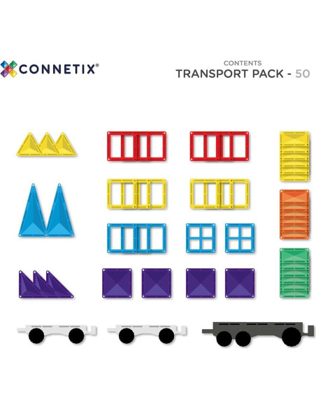 Paquete de Transporte Arcoíris Connetix - 50 Piezas STEAM Paquete de Transporte Arcoíris Connetix - 50 Piezas STEAM