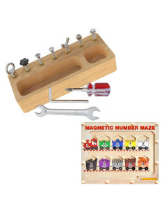 Conjunto de Juguetes Montessori Panda Brothers - Tablero de Destornillador y Laberinto Magnético