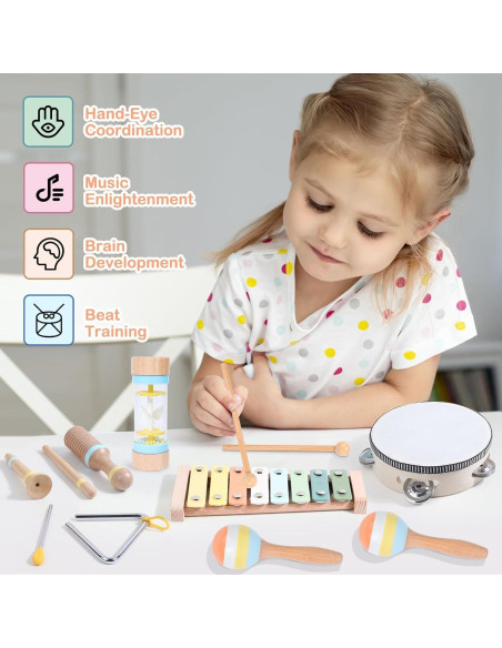 Juego de Instrumentos Musicales de Madera Gserin para Niños Juego de Instrumentos Musicales de Madera Gserin para Niños