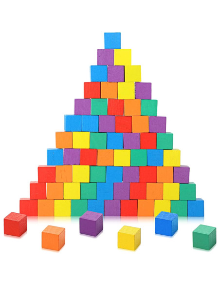Bloques de Madera Coloridos Sasylvia 72 Pcs 1 cm para Manualidades Bloques de Madera Coloridos Sasylvia 72 Pcs 1 cm para Manualidades