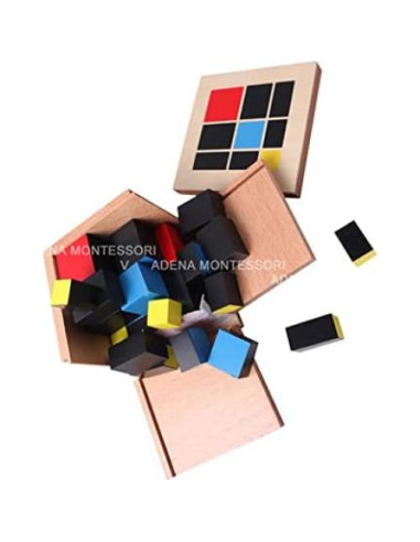 Cubo Trinomial Montessori Adena - Juguete Educativo de Madera