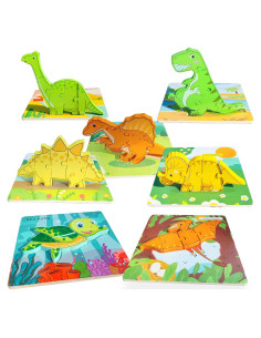 Rompecabezas de Madera Dinosaurios 3D RORANIC - 7 Piezas