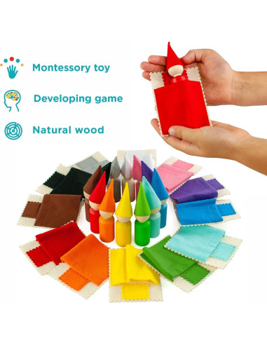 Muñecos de Madera Ulanik Montessori 12 Gnomos 6 cm