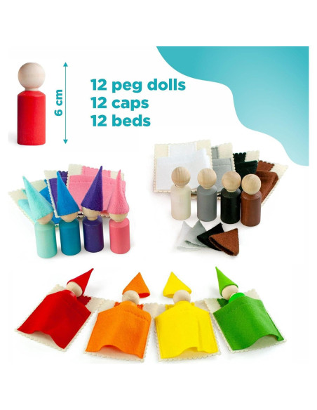 Muñecos de Madera Ulanik Montessori 12 Gnomos 6 cm Muñecos de Madera Ulanik Montessori 12 Gnomos 6 cm