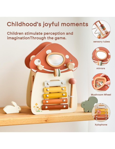 Cubo de Actividad de Madera Bopoobo 12-en-1 Montessori 3+ Cubo de Actividad de Madera Bopoobo 12-en-1 Montessori 3+