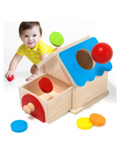 Caja Montessori de Madera con Bandeja y Fichas de Colores
