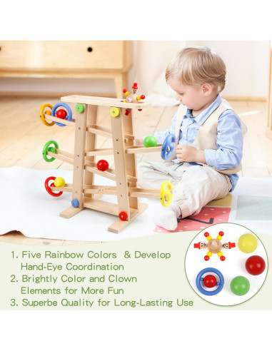 Pista de Carreras de Madera Qilay para Niños 1-3 Años