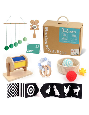 Kit de Juguetes Montessori Hidoggy 6 en 1 para Bebés 0-6 Meses