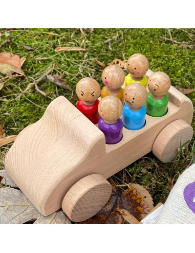 Coche de Muñeca de Madera My Felt Story 6 Pasajeros 18x9x7.5cm