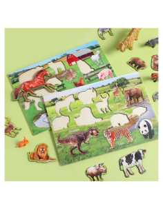 Rompecabezas de Madera Blosssound 2 Piezas Animales Montessori 30x22cm