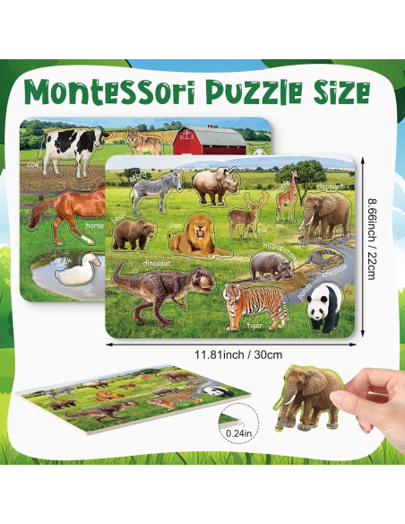 Rompecabezas de Madera Blosssound 2 Piezas Animales Montessori 30x22cm Rompecabezas de Madera Blosssound 2 Piezas Animales Montessori 30x22cm