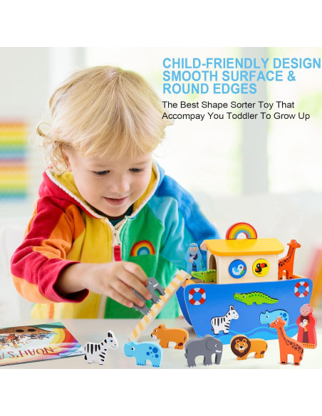 Juguete de Madera Arca de Noé KMTJT con Libro para Niños Juguete de Madera Arca de Noé KMTJT con Libro para Niños