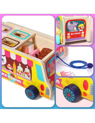 Camión de helados de madera Tamy&Zee 27 piezas magnéticas