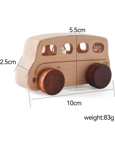 Coche de Juguete de Madera ibwaae para Bebés 10x5.5cm