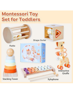 Juego de Juguetes Montessori Smartwo de Madera para Niños 2