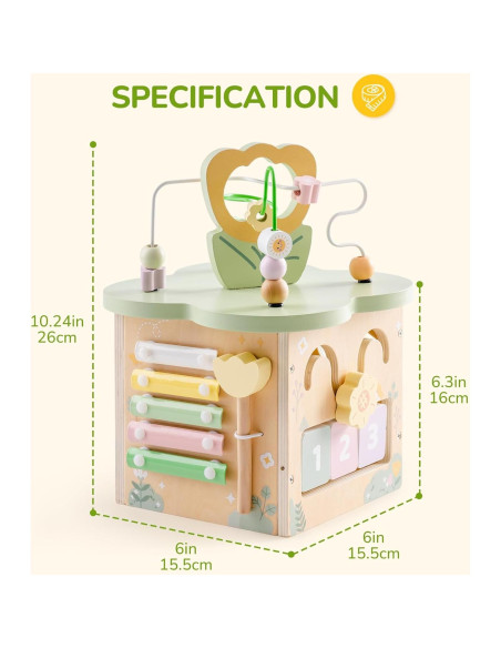 Cubo de Actividades de Madera ROBUD con 7 Áreas Interactivas Cubo de Actividades de Madera ROBUD con 7 Áreas Interactivas