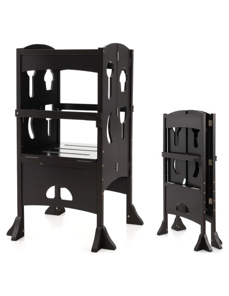 Taburete de Cocina Plegable HONEY JOY para Niños Café Taburete de Cocina Plegable HONEY JOY para Niños Café