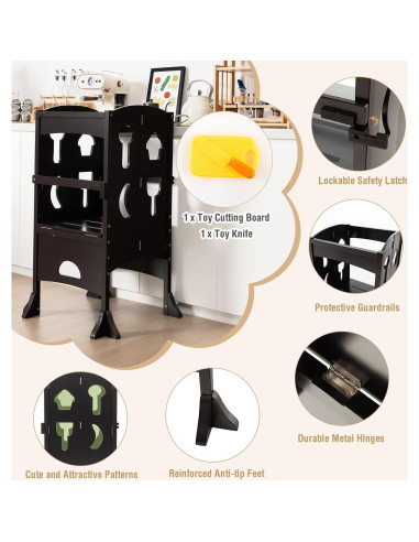 Taburete de Cocina Plegable HONEY JOY para Niños Café