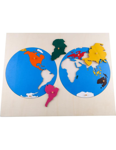 Rompecabezas de Madera Montessori Mapa del Mundo 58x47cm