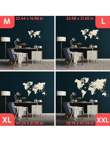 Mapa Mundial de Madera Wooden.City M - 57x38 cm Decorativo