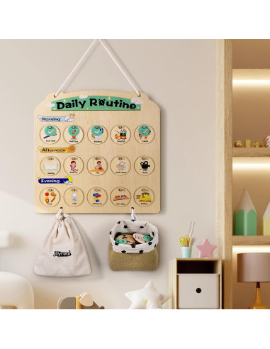 Horario Visual de Madera Joyreal para Niños 3-6 Años