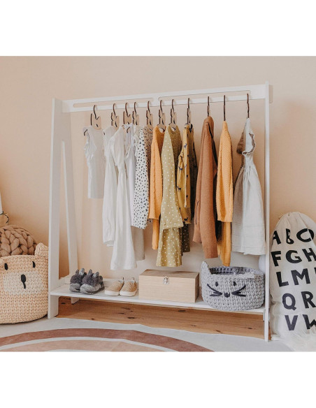 Armario Infantil Sweet Home From Wood Blanco con Estante y Barra Armario Infantil Sweet Home From Wood Blanco con Estante y Barra