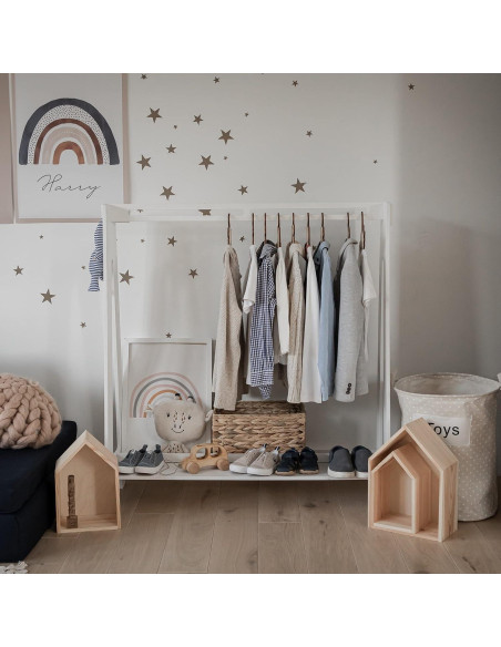 Armario Infantil Sweet Home From Wood Blanco con Estante y Barra Armario Infantil Sweet Home From Wood Blanco con Estante y Barra