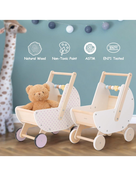 Andador de Madera Montessori Pillowhale 2 en 1 Blanco Andador de Madera Montessori Pillowhale 2 en 1 Blanco