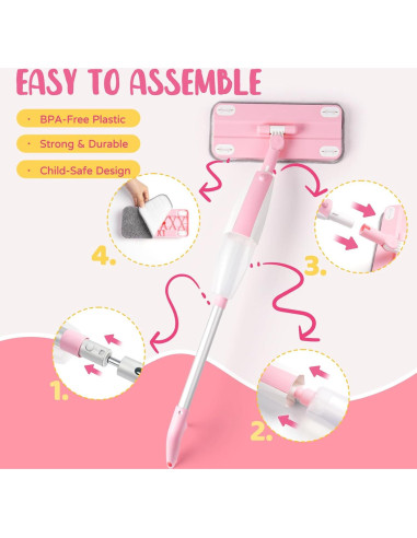 Juego de Limpieza para Niños Yeeammk Mopa Rosa 53 cm