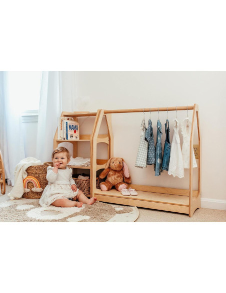 Perchero Montessori WOOD&ROOM con Estante - Madera Natural Perchero Montessori WOOD&ROOM con Estante - Madera Natural