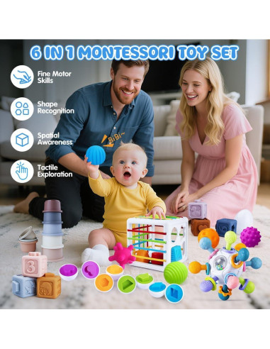Juguete Montessori 6 en 1 teyttoy para Bebés 6-12 Meses